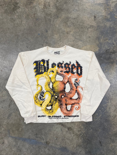 PMD Busy Blessed Stressed Crewneck (Cream)