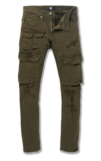 JC Custome Army Green Stretch Cargo Pants