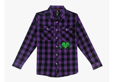 November Reine Breaking Hearts Flannel (Purple/Green)